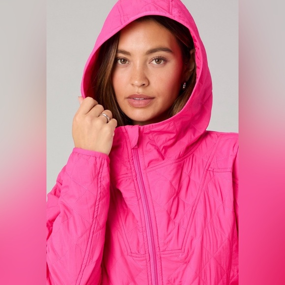 Fabletics Pink Crush Daydreamer+ Hooded Quilted Lightweight Jacket | L | NWT - Picture 2 of 9